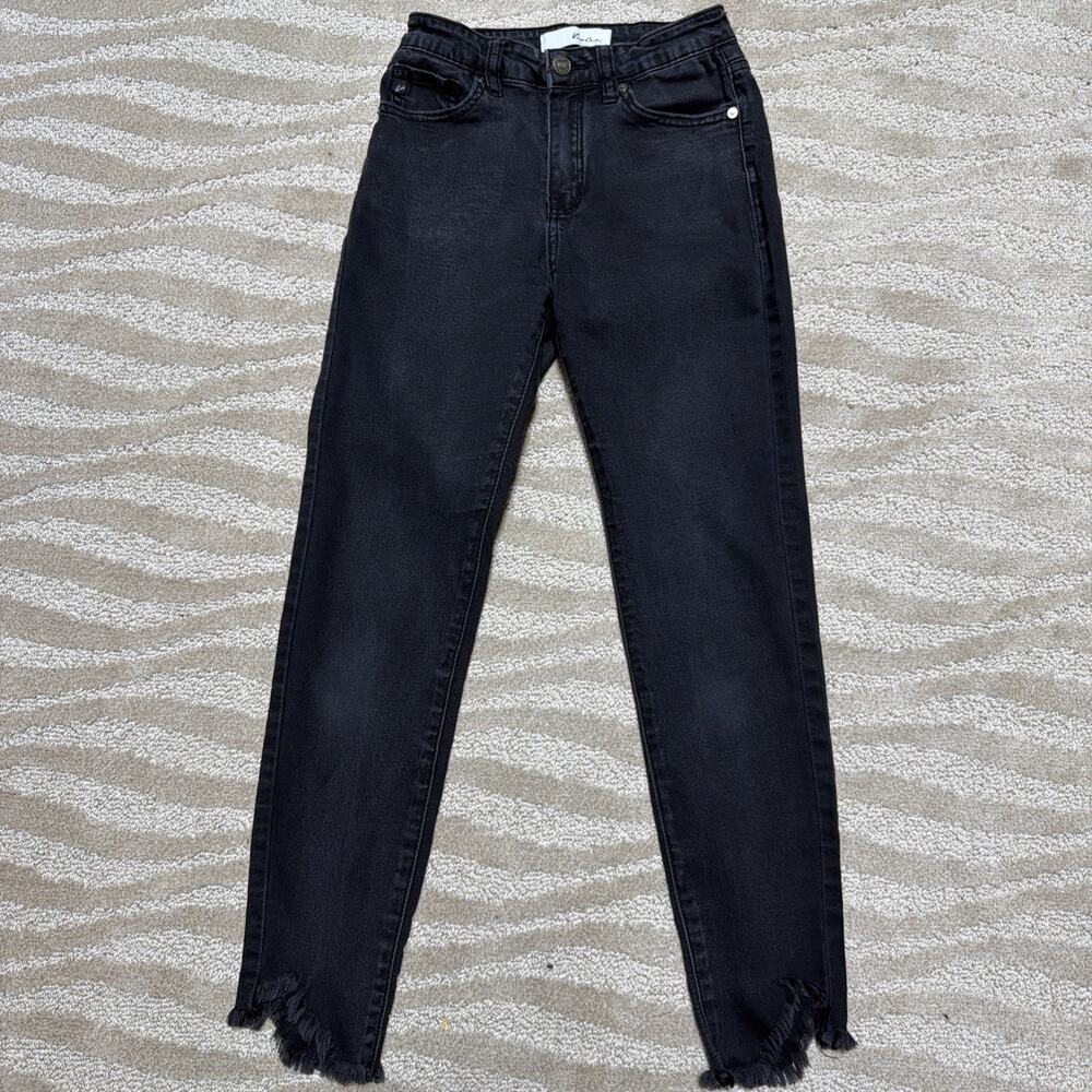 Womens 3/25 Kancan Jeans Black Skinny Distressed Dark Wash